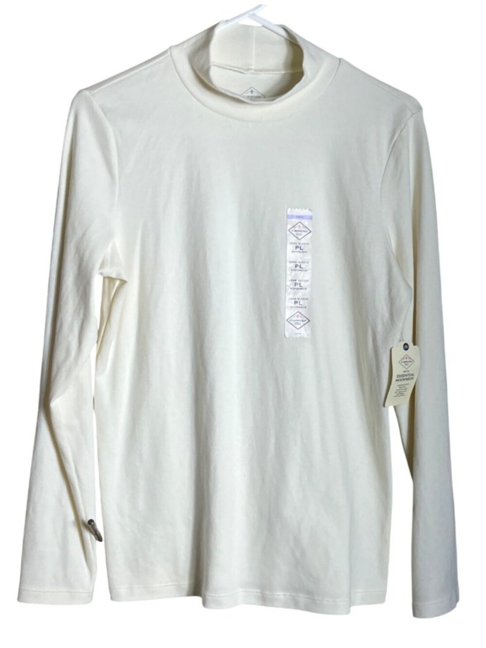 Nwt Capsule Ivory Mock Neck Cotton Shirt Layering Minimalist Basic Preppy Wom L